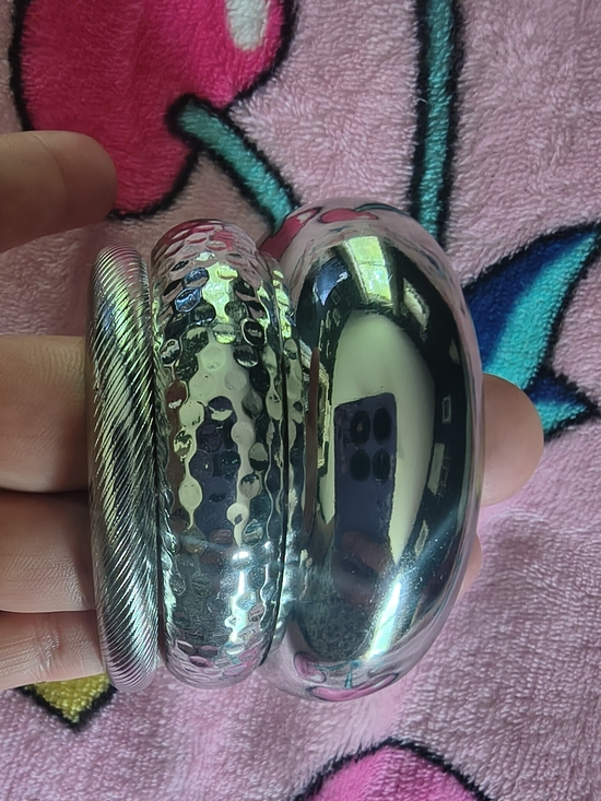 Source Unknown Jewelry - Silver Metallic Phone Accessory Set - Polished & Textured Styles